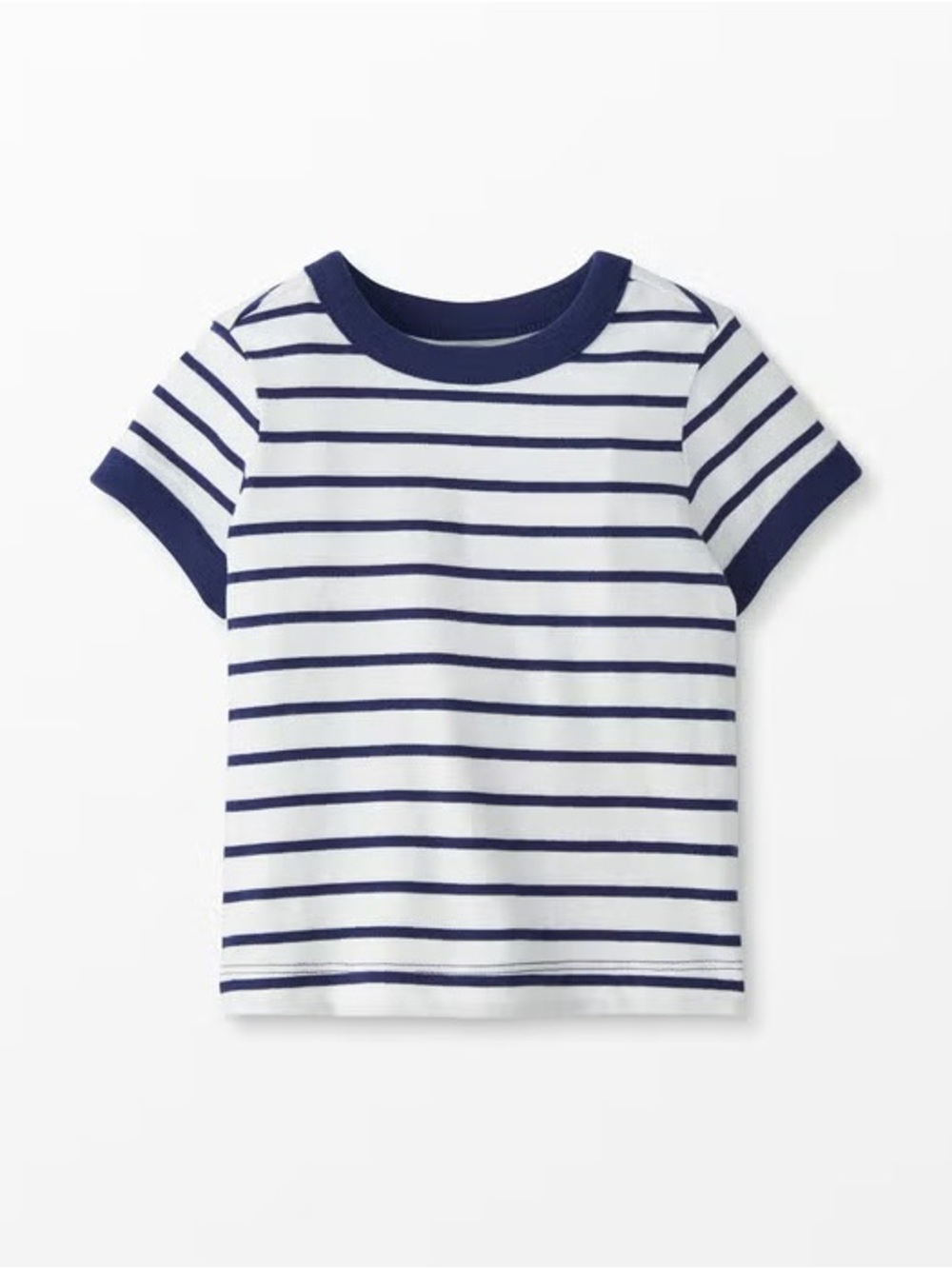 Hanna Andersson White & Navy Striped Short Sleeve Tee